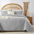 WURUIBO Light Gray Quilt Set Twin Size, Embossing Microfiber Bedspreads by WURUIBO