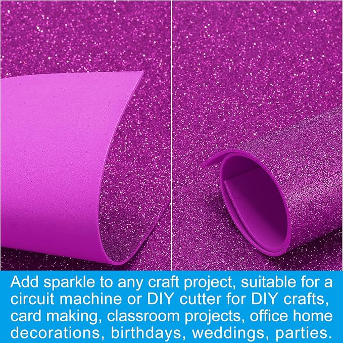PATIKIL 30Sheets Purple EVA Glitter Foam Sheet 11.8 x 7.9 Inch 2mm Thick - Image 5