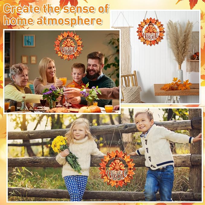 Unfinished Fall Wreaths Wood Crafts to Paint Set of 3, Unfinished Wood Cutouts - Image 6
