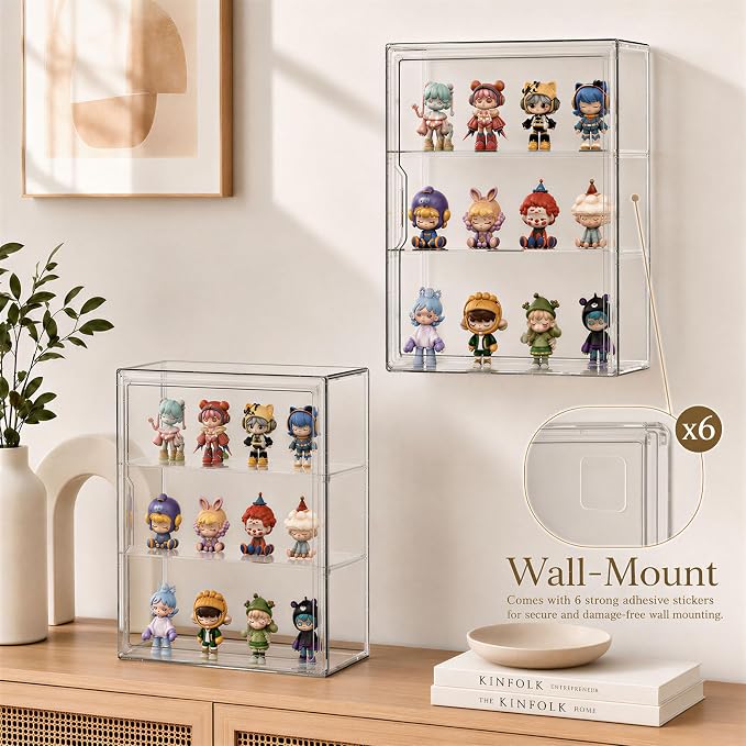 Attelite Acrylic Display Cases for Collectibles, 4 Pack 3 Layer Clear Display - Image 3
