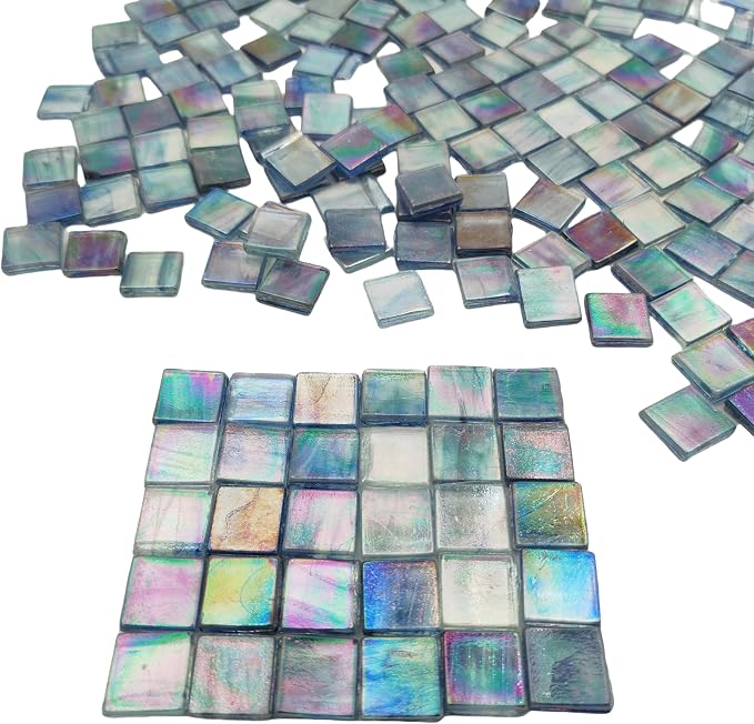 1.1 LB Ice Jade Mosaic Tiles, 0.59“ Square Glass Mosaic Pieces - Image 8