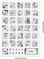 GLOBLELAND Vintage Date Clear Stamps Retro Number Text Background Silicone - Image 6