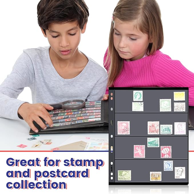 40 Sheet Stamp Pages for Stamp Album Binder 1/2/3/4 Pockets Collectors Postage - Image 6