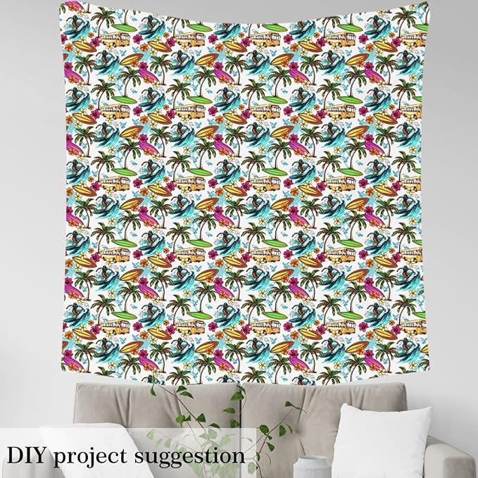 Feelyou Ocean Surfing Upholstery Fabric by The Yard, Hawaiian Palm Tree Outdoor - Image 3