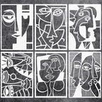 6 Pieces Abstract Face Pattern Stencils, 11.7x8.3 inch A4 Size Reusable Picasso by CZONG