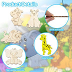 45 Pcs 9 Styles Unfinished Animal Wood Cutouts Cute Horse Lion Bear Wooden - Image 4