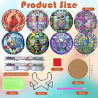 ijbnhd 8 Pack Diamond Art Coasters Kits Animals Diamond Painting Coasters | - Image 3