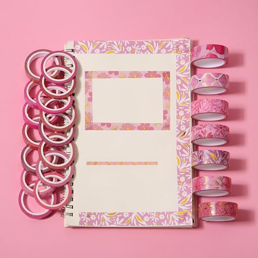 Mr. Pen- Washi Tape Set, 21 Rolls, Floral Pink | 5.5 Yards/Roll, Washi Tape - Image 9