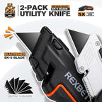 REXBETI 2-Pack Utility Knife, SK5 Heavy Duty Retractable Box Cutter - Image 2