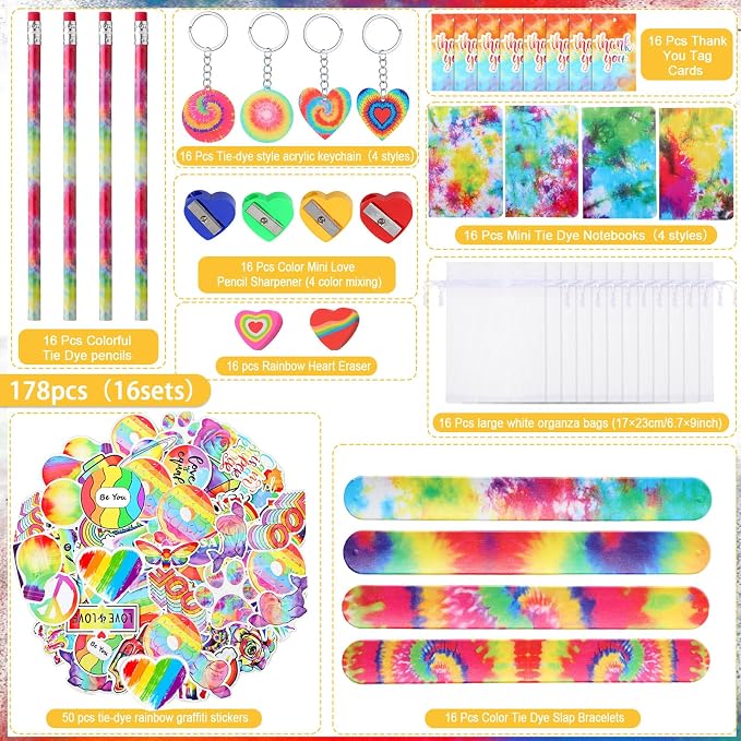 178 Pcs Tie Dye Party Favors Bulk Tie Dye Back to School Gifts - Image 2