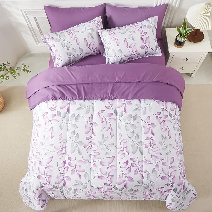 Yogeneg Botanical King Szie Comforter Set 7 PCS Bed in a Bag, Soft Microfiber - Image 3
