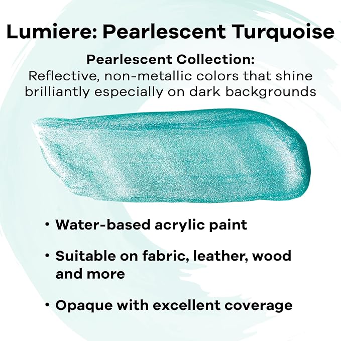 Jacquard Lumiere 2.25oz Fabric Paint Pearlescent Turquoise - Image 2