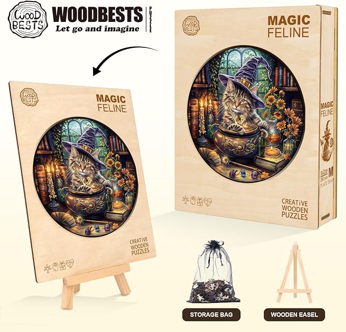 KAAYEE Wooden Puzzles for Adults, 3D Visual Effect Magic Feline Cat Wooden - Image 6