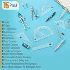 Mr. Pen- Geometry Set, Light Grey, 6 Inch Swing Arm Protractor | Divider - Image 2