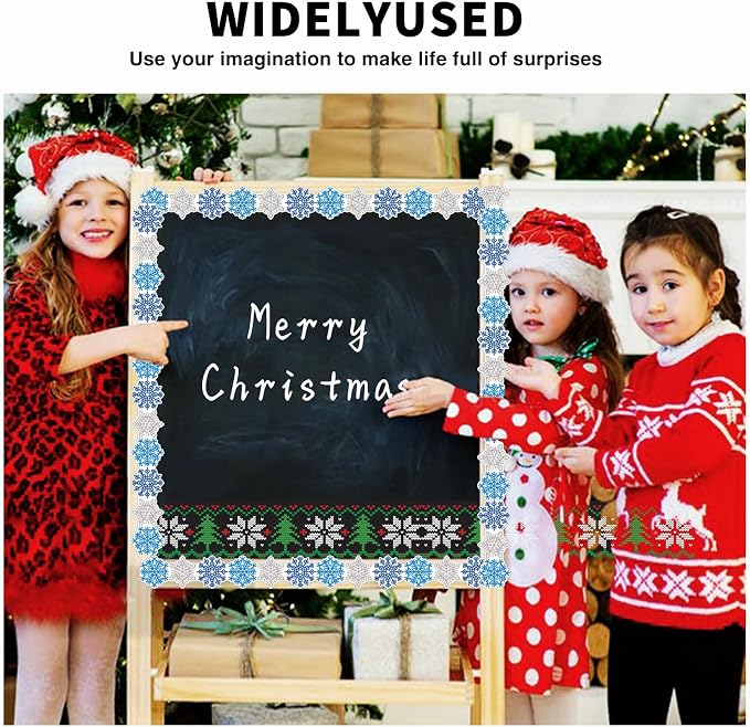 69 Feet Winter Snowflake Bulletin Board Borders, Shine Scalloped Borders - Image 4