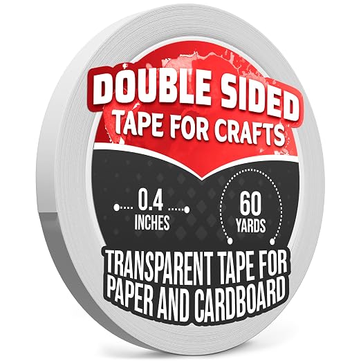 Oskal Double Sided Tape for Crafts, 0.4" × 60 Yds, Scrapbooking, Gift Wrapping by Oskal