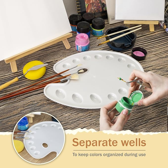 DUGATO 14-Well Oval Paint Palette, 14 x 10.5 in | Lightweight Plastic Tray - Image 6