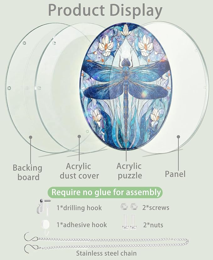 Acrylic Puzzle Suncatcher, Lotus Pond Dragonfly Sun Catcher - Image 6