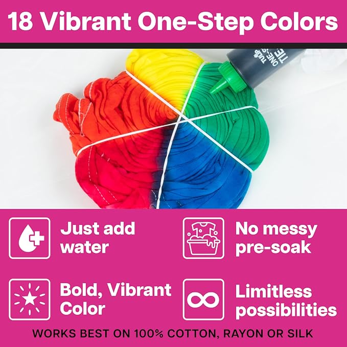 Tulip One Step Tie Dye Kit: Tie Dye Party Supplies, 18 bottles - Image 4