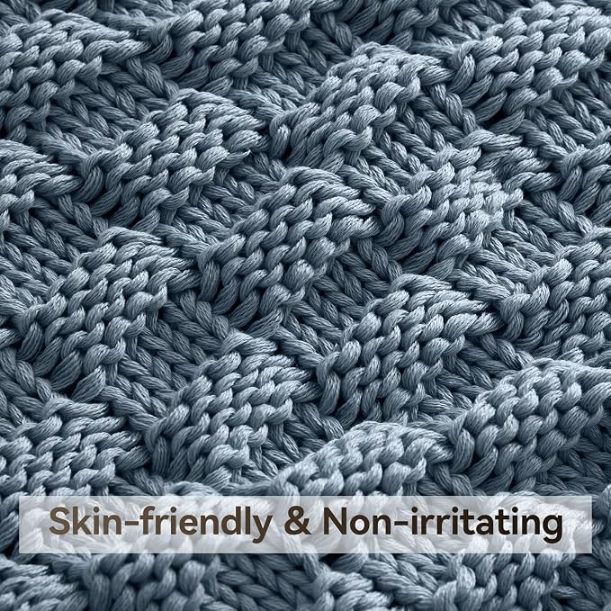 Knitted Weighted Blanket for Adult, No Beads Heavy Blanket 50” x 60'' 7lbs - Image 4