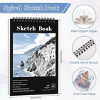 4 Pack Small Sketch Books, 5.5 x 8.5 Inch Mini Sketchbook, 68lb/100gsm Spiral - Image 3