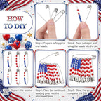40 Safety Pin Fashion Bulk Include Safety Pin and Small Beads, Flag Bead Craft - Image 4
