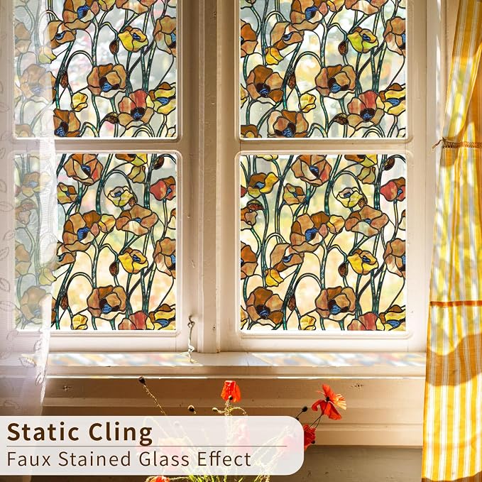 funlife Original Hand-Drawn Faux Stained Glass Window Film, Double-Sided Static - Image 5