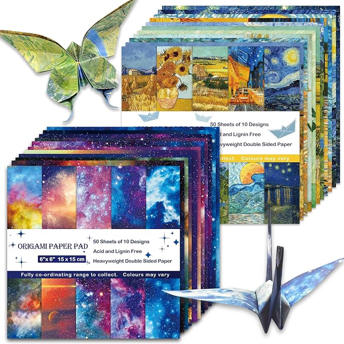 Origami Paper Kit 100 Sheets 6 Inch Square Double Sided Color 20 Vivid Colors by Bestartsuppliesforyou