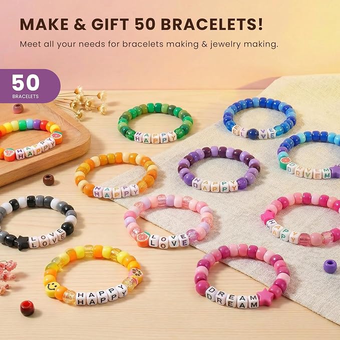 Gionlion 1000PCS Pony Beads Bulk Bracelet Making Kit, 24 Colors Kandi Beads - Image 5