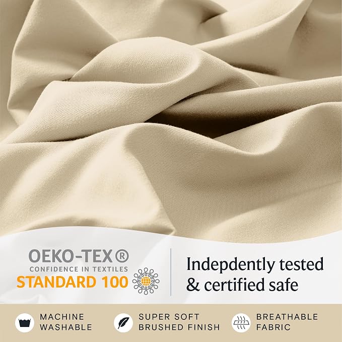 LuxClub 5 PC Split King Sheet Set, Breathable Luxury Bed Sheets, Deep Pockets - Image 5