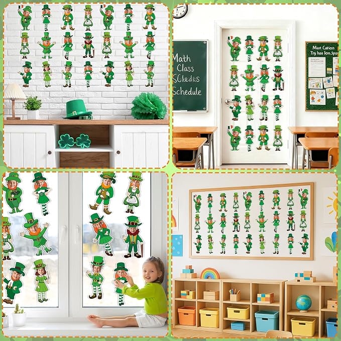 OBUSATT 60 Pcs St. Patrick's Day Leprechaun Theme Cutouts March Bulletin Board - Image 7