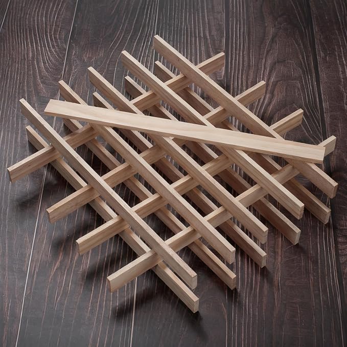 Wood Strips Trim Slats for Crafts, Square Wooden Dowels Wooden Sticks for Crafts - Image 2