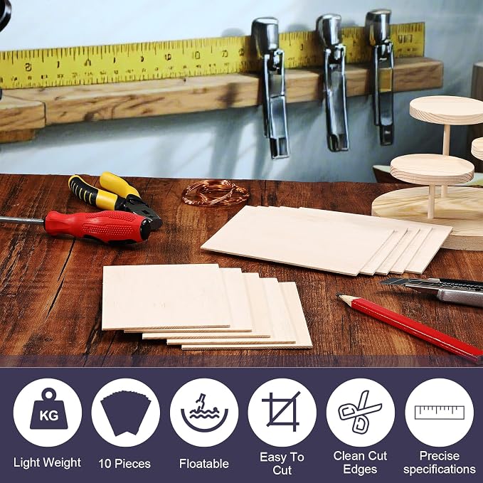 Namalu 10 Pack Balsa Wood Sheets 6 x 4 x 0.08 Inches-2 mm Thick Unfinished - Image 4
