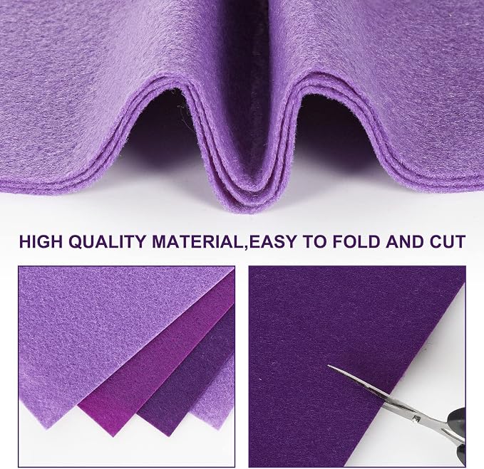 Whaline 18Pcs Felt Fabric Sheets Soft Thick Assorted Purple Craft Felt Pack - Image 3