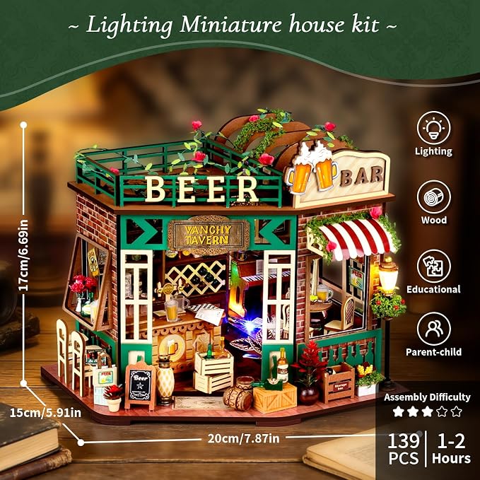 Book Nook, Beer Shop DIY Miniature House Kit - Image 3