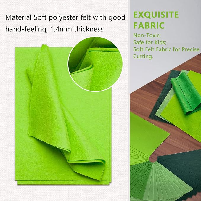 Jtnohx Soft Felt Sheets, 8x12 inches Assorted Craft Felt Fabric, 1.4mm Thick - Image 3