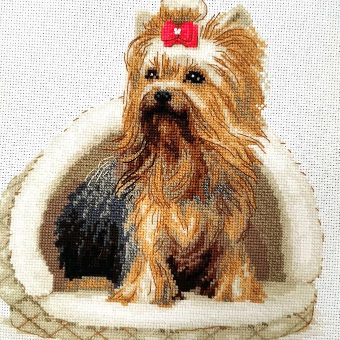 RIOLIS - Yorkshire Terrier 2152, Dogs Cross Stitch Kits 9¾" x 9¾", Counted - Image 6