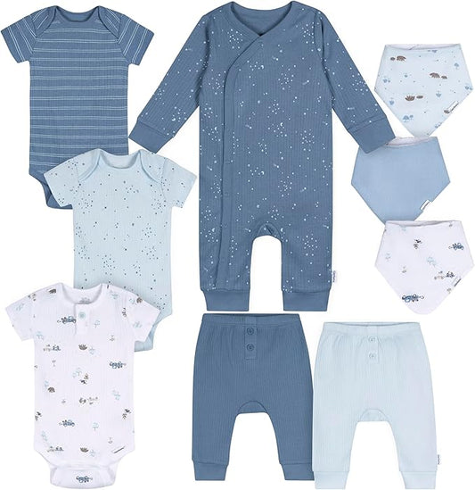 Gerber unisex-baby 9-piece Baby Gift Set for Newborn Boys & Girls – Premium Cotton Baby Essentials Layette Set