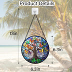 DASTOLL Stained Glass Window Hanging, Butterfly Tree Clover Sun Catchers Glass - Image 5