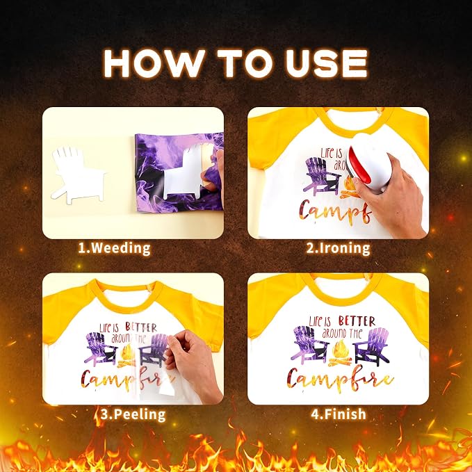 Tintnut Purple Flame Heat Transfer Vinyl, stretch washable, suitable - Image 4