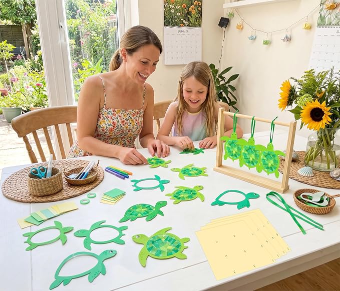 Renbuzhu 48PCS Summer Crafts: Paper Sea Turtle Suncatchers DIY Kits, Ocean - Image 5