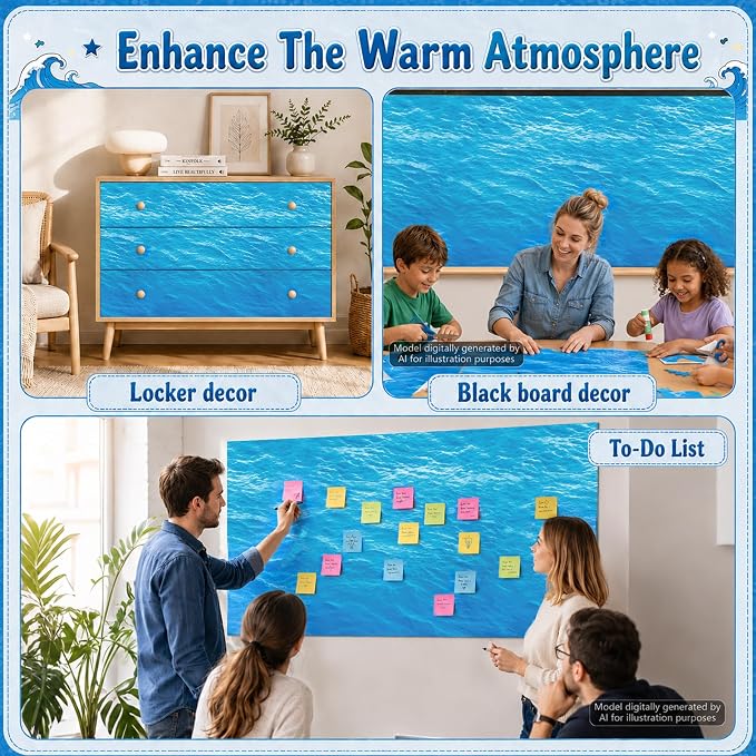 Ocean Waves Bulletin Board Roll Non-Woven Fabric Poster 16in X 20ft | Back to - Image 5