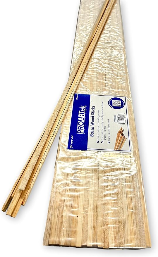 Proartek PK00029 Model BWS001X020 Balsa Wood Strips, 1/8" x 1/4" x 36" - Image 3