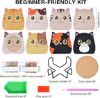 Cat Diamond Art Painting Coasters Kit - Image 2