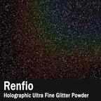 Renfio Holographic Ultra Fine Glitter Powder Metallic Resin Glitter 2.11 Oz PET - Image 2