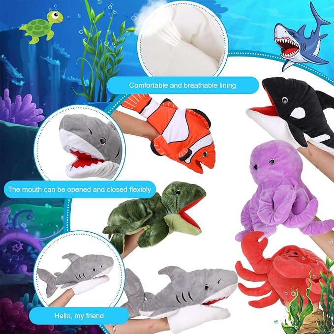 Liliful 6 Pieces Animal Hand Puppets Kids Hand Puppets - Image 3