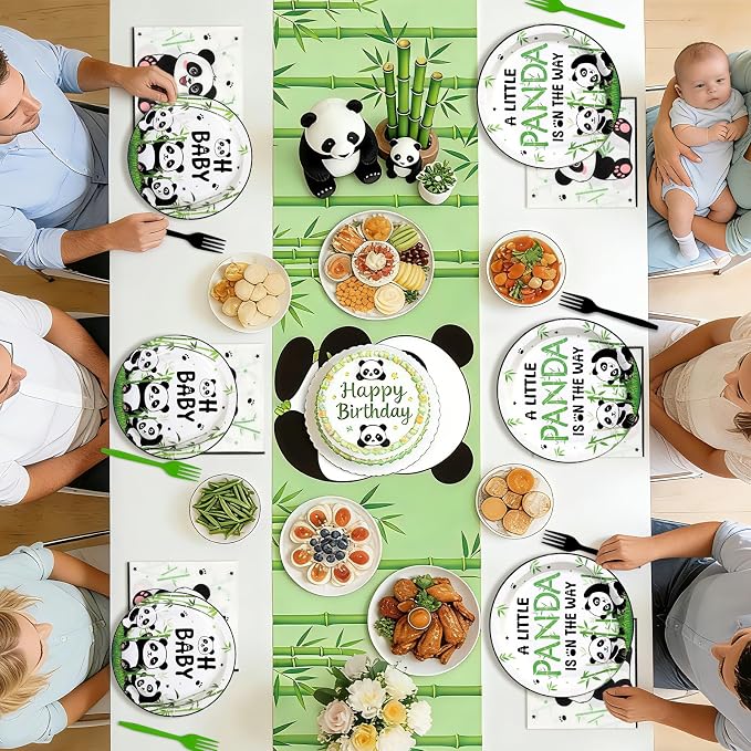 96 Pcs Panda Baby Shower Party Decorations A Little Panda Is on The Way Paper - Image 8