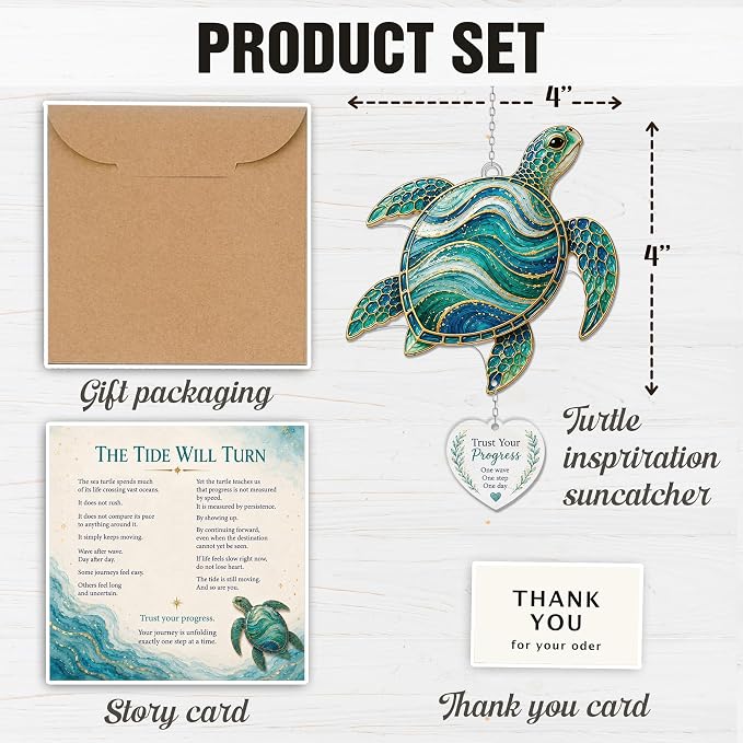 Devory Sea Turtle Gifts for Women, 4 Inch Acrylic Turtle Suncatcher for Windows - Image 2