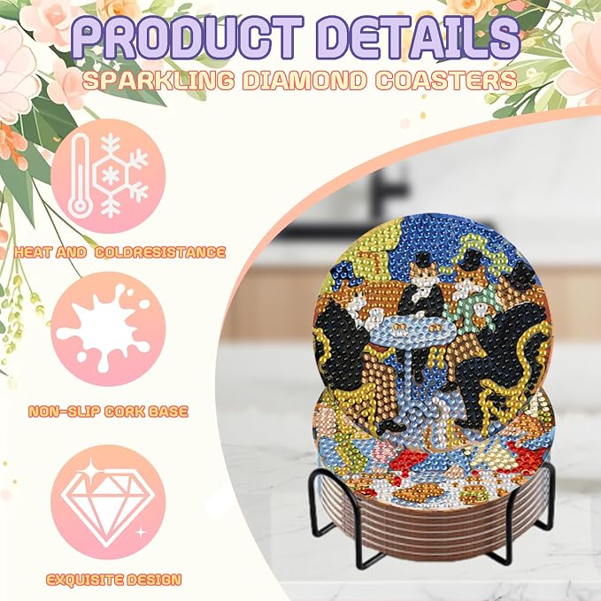 DOZEEZOP 8-Pack Diamond Art Coaster Kit - Image 5