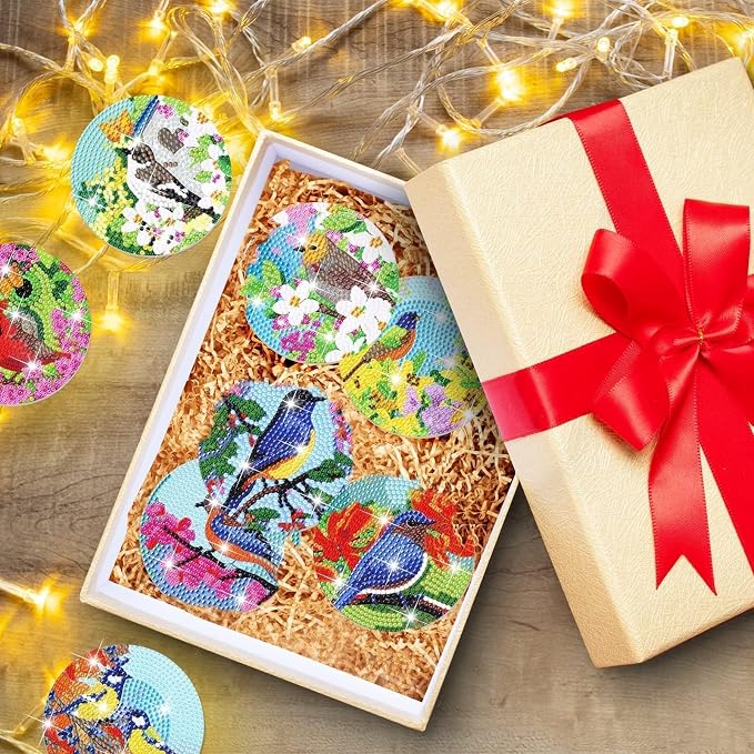 Cumule 8 Pcs Bird Diamond Art Coasters Kits - Image 5